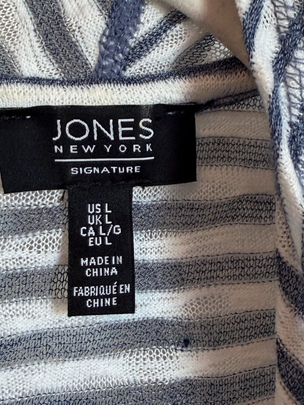 Jones New York Signature Long Striped Duster Cardigan Blue White Lightweight L - Picture 5 of 8